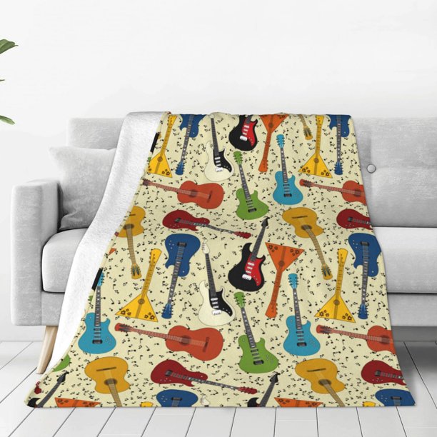 Balery Different Kind Of Guitars Manta de Felpa Suave y Acogedora – Cobija de Franela Aterciopelada para Cama, Lavable y Cálida para Sofá, Mascotas, Transpirable-50"x40"