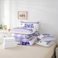 thumbnail image 5 of Castle Fairy Flying Gradient Butterflies Girl Bedding Comforter Set 7-Piece,Geometric Plaid Grid King Bedding Sets,Purple Floral Flowers Ultra Soft Bed Sheets,Breathable Home Decor,Reversible, 5 of 7