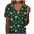 thumbnail image 2 of Fiudx Ofertas Relámpago Top de Manga Corta con Cuello En V Regular con Estampado Degradado Sexy de Verano para Mujer, 2 of 5