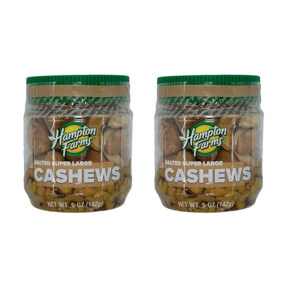 Hampton Farms - USA Grown Gourmet Nuts - Salted Jumbo Cashews - 5 oz. Jars