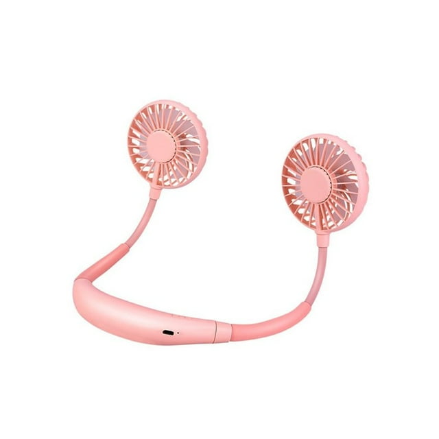 USB neck hang fan, Portable Neck Fan Hand Free Personal Mini Fans 360 Degree Free Rotation personal cooling fan handheld portable fans,Wearable neck fan Suitable for Traveling ,Sports, Office(pink)