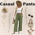 thumbnail image 6 of VDJ Palazzo Lounge Pants for Women Casual Comfy High Waist Flowy Green Dressy Pants Trousers with Pockets Size XL, 6 of 9