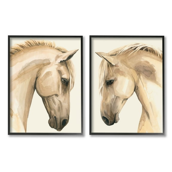Stupell Industries Stoic Farm Horse Portrait Graphic Art Black Framed Art Print Wall Art, Set of 2, Design by Grace Popp