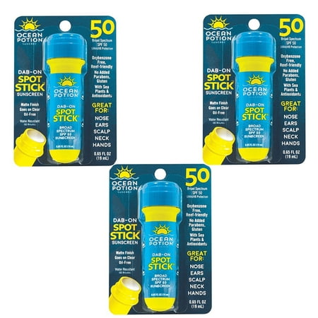 3 Pack Ocean Potion Skincare Dab on Spot Stick Sunscreen SPF 50 0.65 Fl Oz