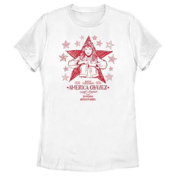 Women's Marvel Doctor Strange in the Multiverse of Madness America Sketch  Graphic Tee White 2X Large