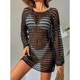 thumbnail image 2 of Womens Oversized Crochet Hollow Out Summer 2025 Boat Neck Beach Bathing Suit Cover Up Dress Black One size, 2 of 4