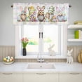 thumbnail image 5 of Valances for Windows Easter Cute Rabbit Dwarf Eggs Rod Pocket Short Curtain for Bathroom Living Room Bedroom Spring Flower Colorful Stripes 1 Panel 42x12in, 5 of 9