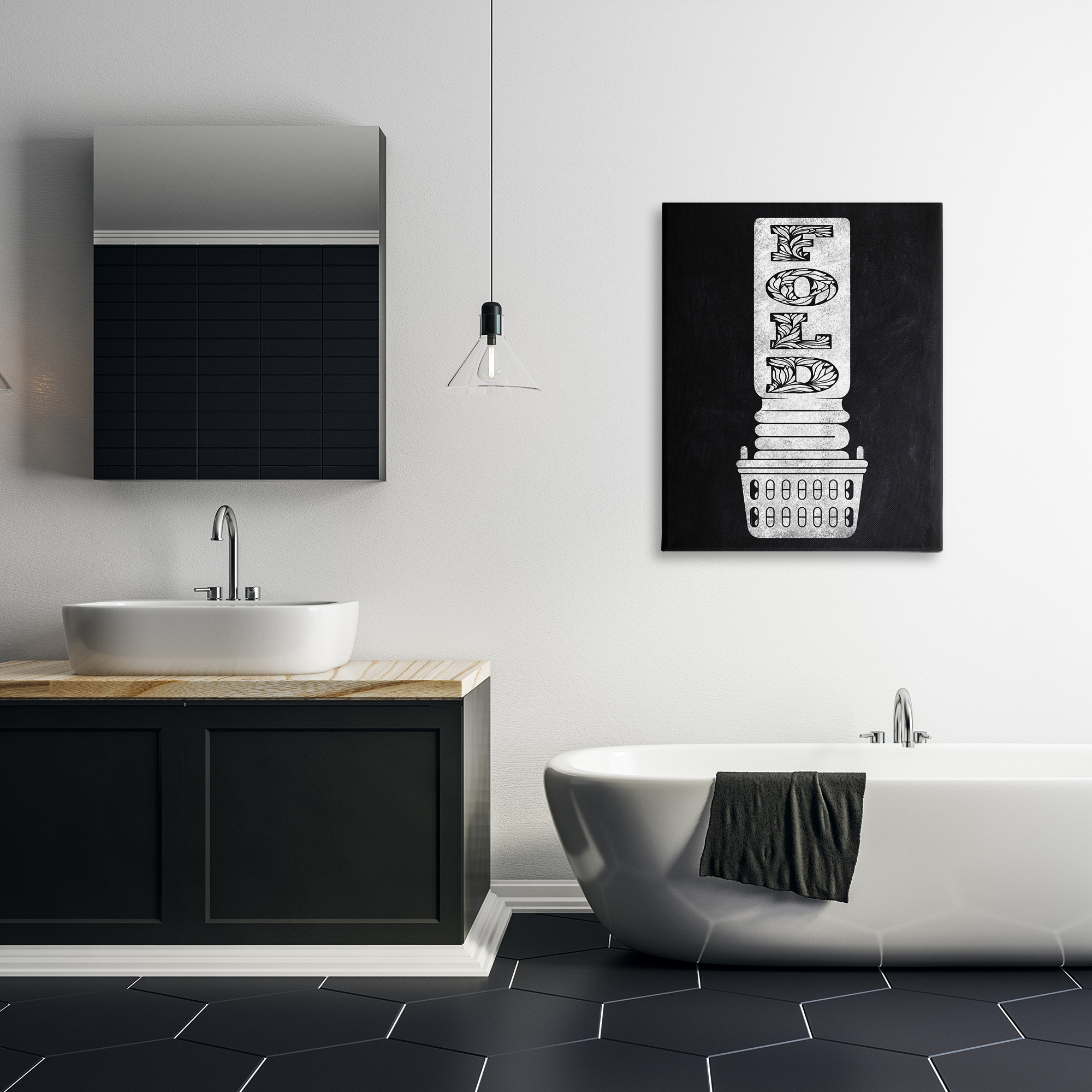 Laundry Fold Ornate Letters Canvas Wall Art, design by Marcus Prime