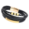 thumbnail image 4 of Pulsera para hombres y mujeres, pulsera envolvente de cuero sintético para hombres, mujeres, adolescentes, niños y niñas, cierre de acero inoxidable, Hebilla de oro, 4 of 8