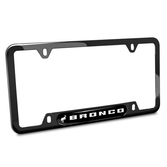 iPick Image for Ford Bronco Black Nameplate Black Stainless Steel License Plate Frame, Official Licensed