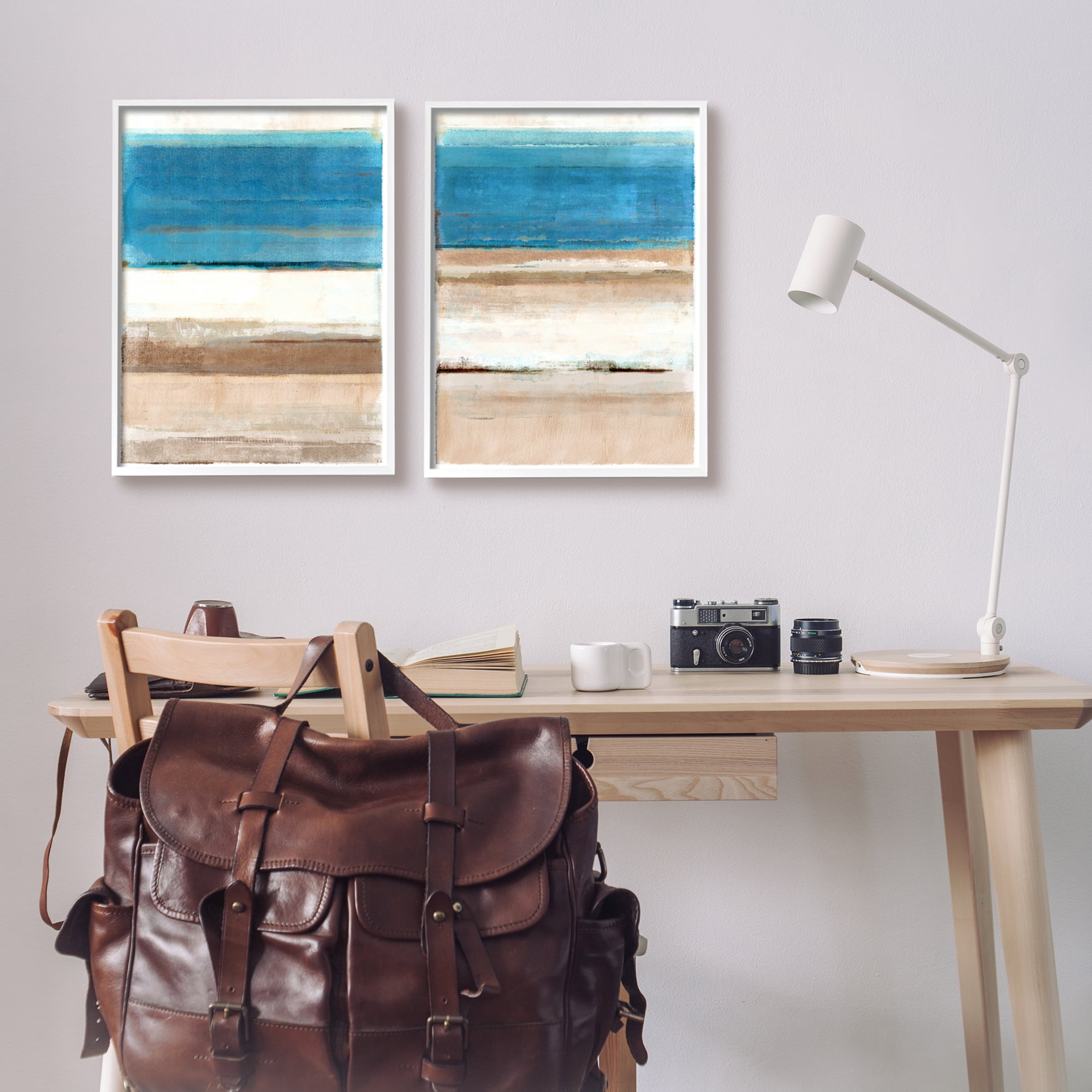 Stupell Industries Abstract Nautical Abstraction Abstract Painting White Framed Art Print Wall Art, 16 x 20