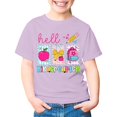 thumbnail image 4 of School Uniform Tshirts Children First Day School Cartoon Tee Short Sleeve Girls Top Girls Tshirts Light Purple 13-14 Years, 4 of 7