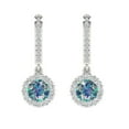 thumbnail image 3 of 2.235 ct Lever-Back Drop Dangle Earrings for Women | 6mm Round Cut Blue Moissanite | 18K White Gold, 3 of 5
