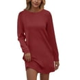 thumbnail image 2 of Neewe Women's Casual Plain Simple Long Sleeve T-Shirt Loose Dress, 2 of 7