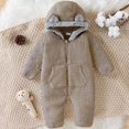 thumbnail image 2 of 0-3 Months Newborn Baby Bear Outfit Suit With Fold Over Mittens Footies Girls Boys Winter Fleece Clothes Hooded Romper Snowsuit, 2 of 9