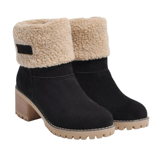Botas de tacón grueso para mujer Botas de nieve antideslizantes a media pantorrilla Botas cortas con plataforma cómoda Ndcxsfigh Tenis De Mujer Tenis De Hombre