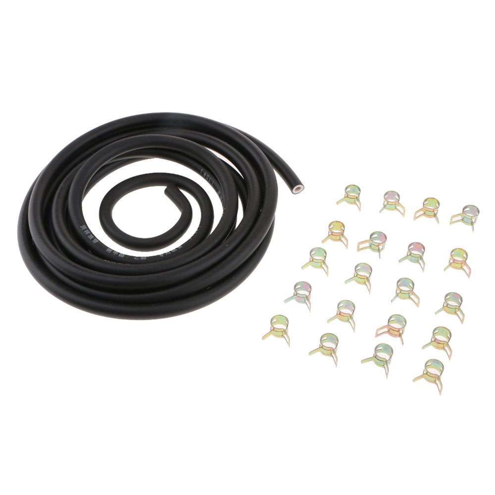3 meters 1/4 Inch OD Fuel Line + 20pcs 2/5" ID Hose Clamps for Small Engines