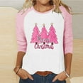 thumbnail image 2 of LckLvx Chandails de Noël pour Femmes Col Rond Manches 3/4 Raglan Hauts Mignons Graphiques Décontractés T-Shirts, 2 of 4