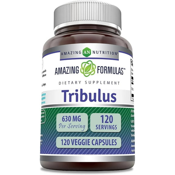 Amazing Formulas Natural Tribulus Terrestris Extract 630mg per Serving 120 Veggie Capsules | 45% Steroidal Saponins | Non-GMO | Gluten Free | Made in USA | Ideal for Vegetarians