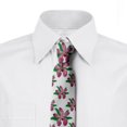 thumbnail image 2 of Floral Necktie, Hand Drawn Orchid Flowers, Dress Tie, 3.7", White Dark Magenta and Green, by Ambesonne, 2 of 3