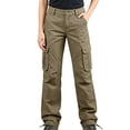thumbnail image 2 of Karymi Pants for Women Solid Straight Leg Cargo Pants, Multi Pockets Outdoor Hiking Casual Drawstring Cuff Work Long Trousers, 2 of 6