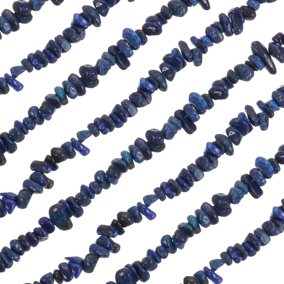 Uxcell 32 Inches 3-5mm Natural Lapis Lazuli Gemstone Strand Chips Free Form Tumbled Loose Gemstone Beads Irregular Drilled Stone Bead for Jewelry Making Craft Supplies (Dark Blue)