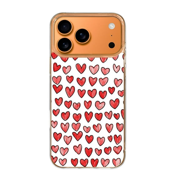Case For Apple iPhone Air / 17 Pro / 17 Pro Max Series Case, Slim Thin Transparent Flexible Clear TPU Shockproof Phone Case For iPhone 17 Series, Red Hearts (2)