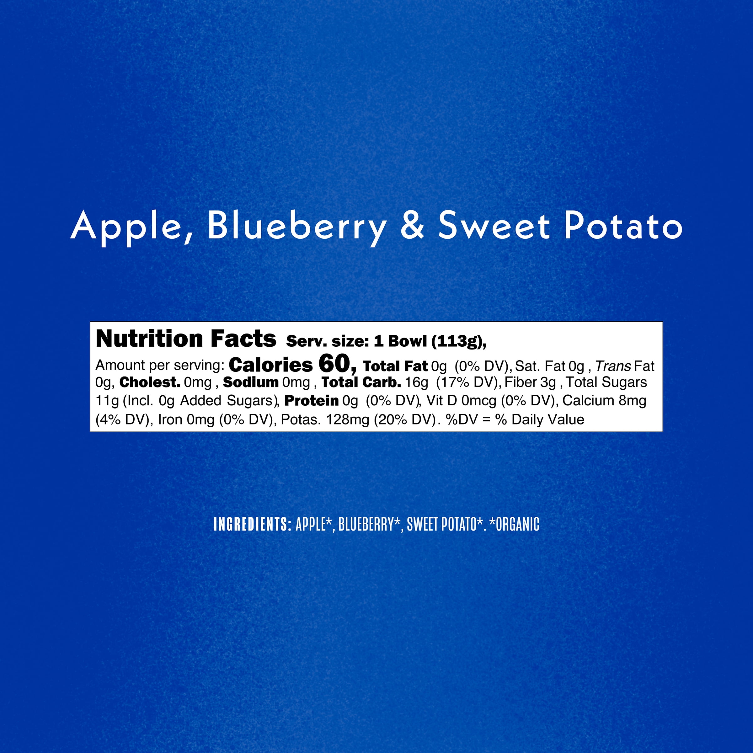 Once Upon a Farm Organic Refrigerated Baby Food Fruit & Veggie Blend Apple, Blueberry, & Sweet Potato, 4oz Bowl