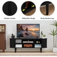 thumbnail image 6 of Mid Century Modern TV Stand with Tambour Door, Farmhouse Curved Round Edge TV and Media Console Table, Fluted Entertainment Center for Living Room, Bedroom (Black), 6 of 7