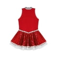 thumbnail image 6 of TiaoBug Kids Girls Sequins Cheer Leader Uniform Costume Sleeveless Cheerleading Gymnastic Dance Dress Red 14, 6 of 7