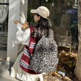 thumbnail image 4 of Hsqqdc Vintage Plush Leopard Print Backpack Y2K Large Capacity Shoulder Bag, 4 of 7