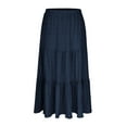 thumbnail image 5 of Levmjia Womens Long Skirt Casual Solid Color Elegant A-Line Flowy Midi Skirt High Waist With Pockets Soft Stretch For Spring Summer, 5 of 7