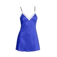 thumbnail image 4 of Frostluinai Women's Satin Chemise Nightgown Lace Trim Silk Slip Lingerie Dress V Neck Camisoles Sleep Dresses Nighties Sleepwear, 4 of 9