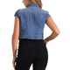 thumbnail image 3 of CHAQUETA DE JEAN CORTA CON BOTONES Y MANGAS CORTAS PARA MUJER INSPIRADA EN CHIC - Azul M-XL, 3 of 6