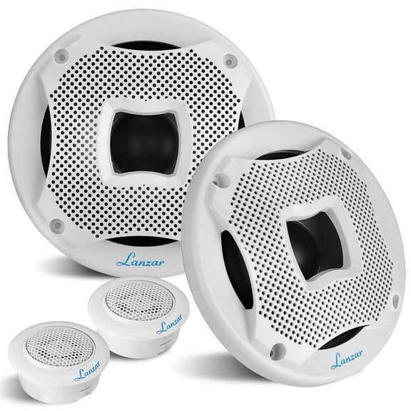 Two-Way Marine Component Speaker Systems - One Pair 6.5'' Two-Way Component Kit, 450 Watts w/ 4 Ohm Impedance and 1'' High-Temperature ASV Voice Coil, White (Pair)