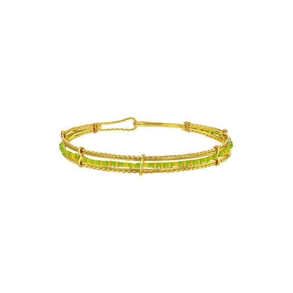 Gold Plated Santeria Babalawo Green Yellow Beads Bangle Orula Bracelet for Women