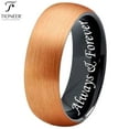 thumbnail image 1 of Two Tone Dome Tungsten Carbide Ring w/ Rose Gold Brushed Outside Black IP High Polished Inside in 8mm 6mm 4mm Comfort Fit for Men Women w/ Free Engraving Options, 1 of 3