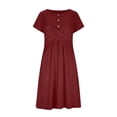 thumbnail image 4 of Mifsaly A Line Dresses for Women Mini Short Sleeve Button Front T Shirts Dress Elegant High Waist Casual Summer Sundress 2026 S, 4 of 9
