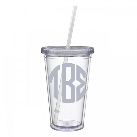 Beta Sigma Sorority - Tau Beta Sigma Silver Boarderless Monogram - Clear Tumbler