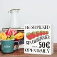 thumbnail image 5 of Zomyto 7"x7" Farm Fresh Strawberries Wood Box Sign Farm Fresh Picked Strawberries Wooden Block Sign,Summer Strawberries Sign Decor, 5 of 6