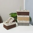 thumbnail image 4 of Nvzi Set 3 Rattan Woven Storage Basket Rectangular Wicker Straw Basket for Toy Organizing Desktop Cosmetics Storage Bins (Brown), 4 of 5