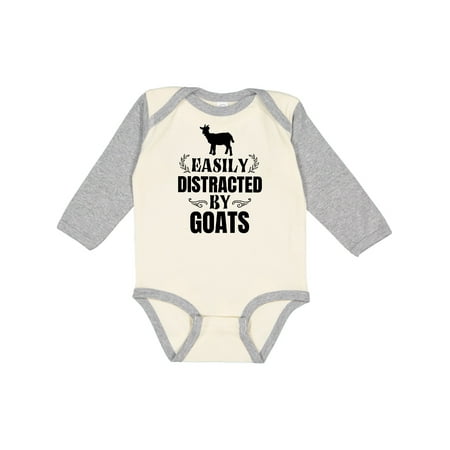 

Inktastic Easily Distracted by Goats Gift Baby Boy or Baby Girl Long Sleeve Bodysuit