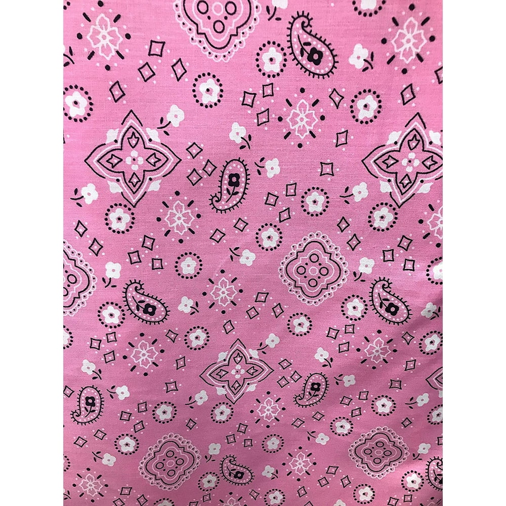 Bandana Print Poly Cotton Fabric 60" Wide by The Yard (Pink) Walmart