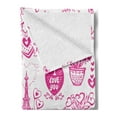 thumbnail image 2 of Love Soft Flannel Fleece Throw Blanket, I Love You Valenties Design Hugging Touching Singing Hearts Coffee Expressing Affection, Cozy Plush for Indoor and Outdoor Use, 70" x 90", Pink, by Ambesonne, 2 of 5