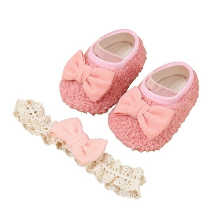 

Gwiyeopda Infant Baby Girls Bowknot Wedding Dress Mary Jane Flats Prewalker Sneaker Shoes Headband
