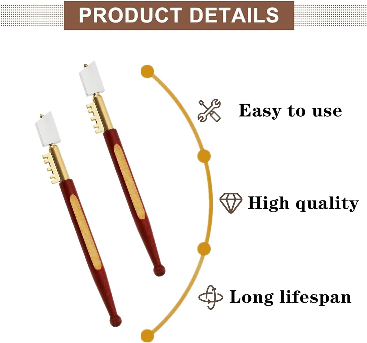 ABCISI Diamond Tip Glass Cutter, 2 Pieces Glass Cutting Tools, Professional Glass Cutting Kit with Wood Handle for Glass, Mosaic, Tiles, and DIY Projects