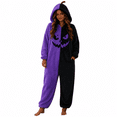 thumbnail image 3 of Purple Halloween Pumpkin Onesie Adult Polyester Cute Pumpkin Hooded Costume Plush Pumpkin Sleepwear Funny Halloween Party Outfit S, 3 of 5