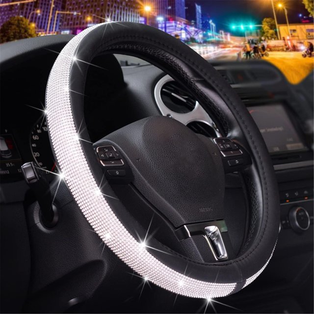 Fundas para volante de coche para niñas, funda para volante de coche con diamantes para mujeres, accesorios ostentosos para coche