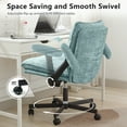 thumbnail image 7 of Criss Cross Desk Chair with Wheels and Flip Arms, Thick Padded Wide Seat Office Chair, Fabric Cross Legged Office Chair for Home Office, Mid Back Swivel Makeup Vanity Chair, 7 of 7