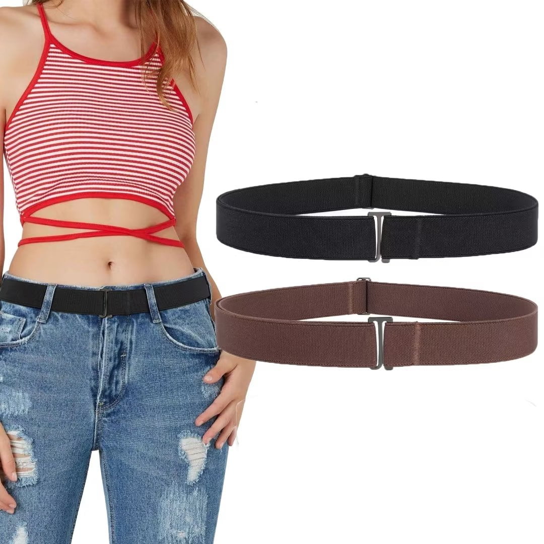 2Packs Women Invisible Elastic  Strap Belt, Buckleless Stretch